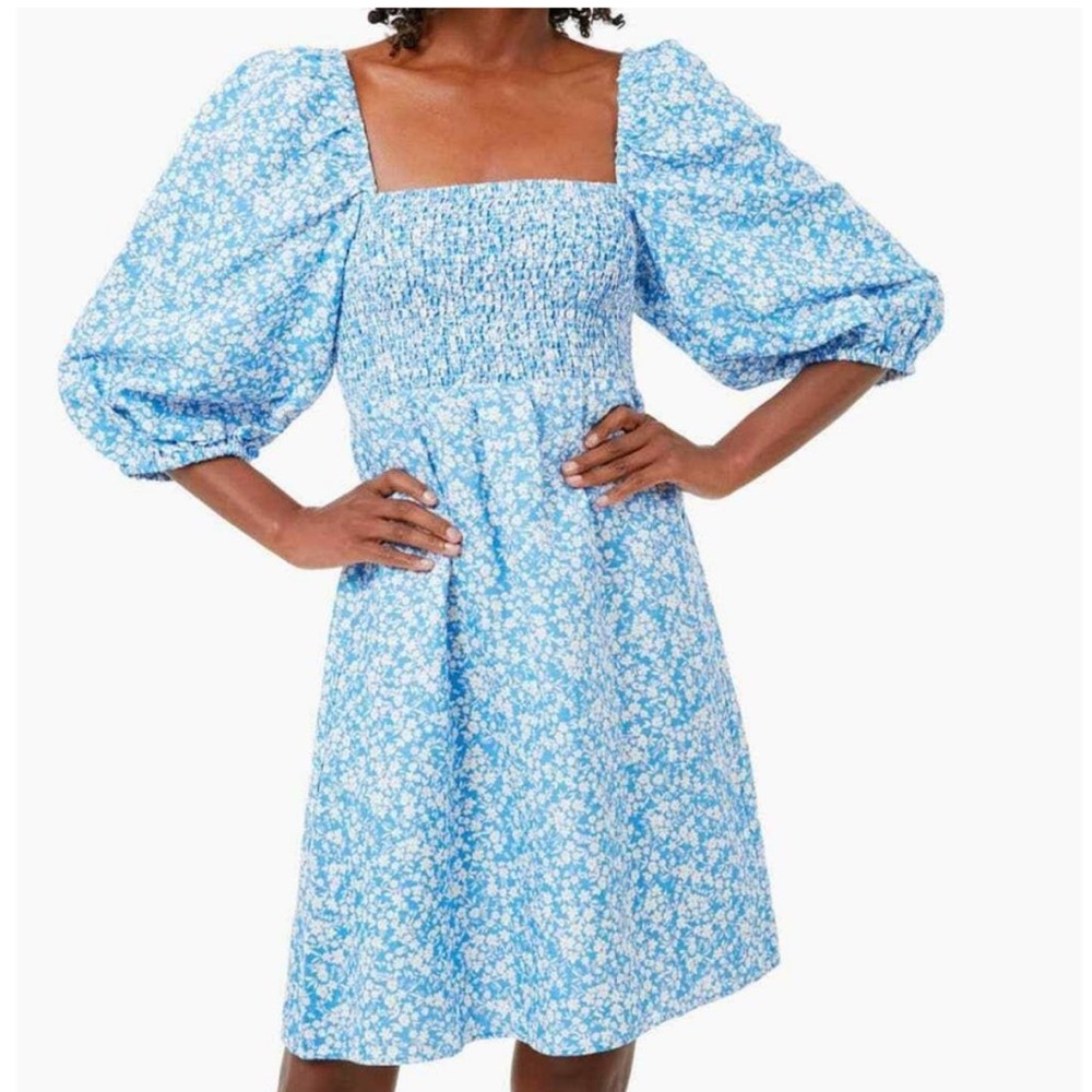 Tuckernuck Blooms on Broad Annie Smocked Linen Floral Dress, Size S